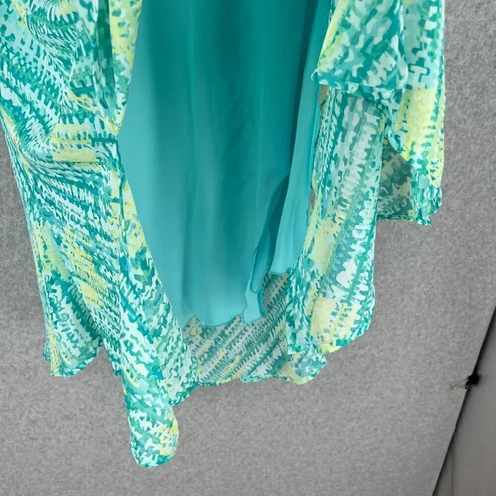 Lane Bryant Asymmetrical Pull On Midi Skirt Size 14/16 Green Fairy Whimsical EUC